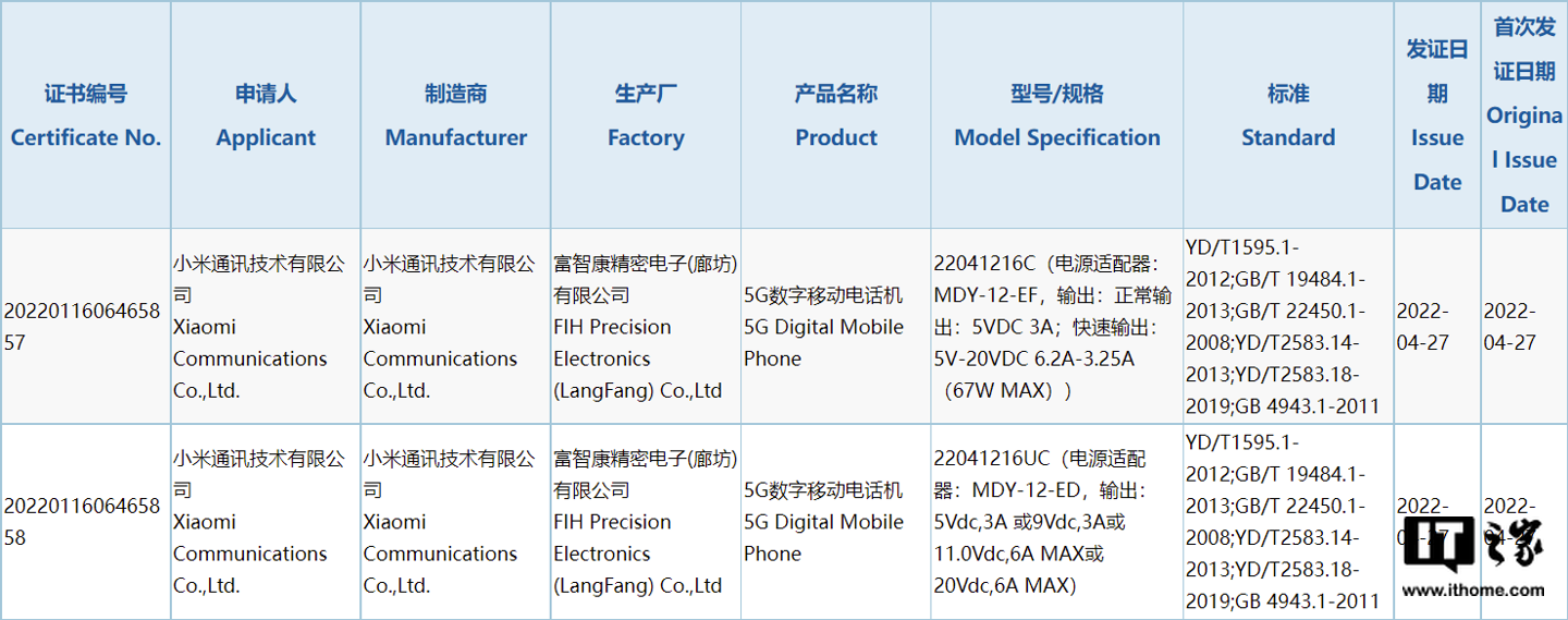 小米 5G 新机通过 3C 认证