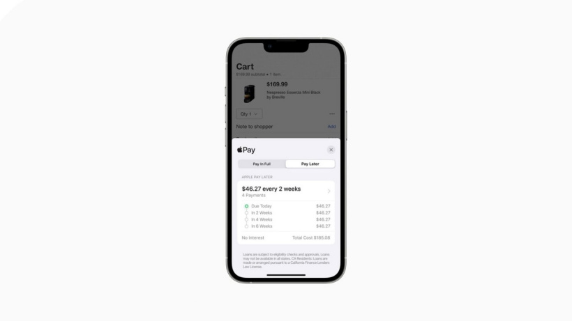 Apple Pay Later 最高限额为 1,000 美元，阻止客户订购高端硬件