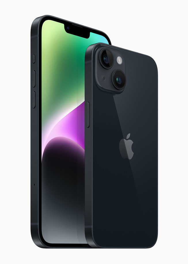 iPhone 14 和 iPhone 14 Plus，午夜色。
