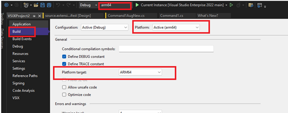 Arm64 Build Settings