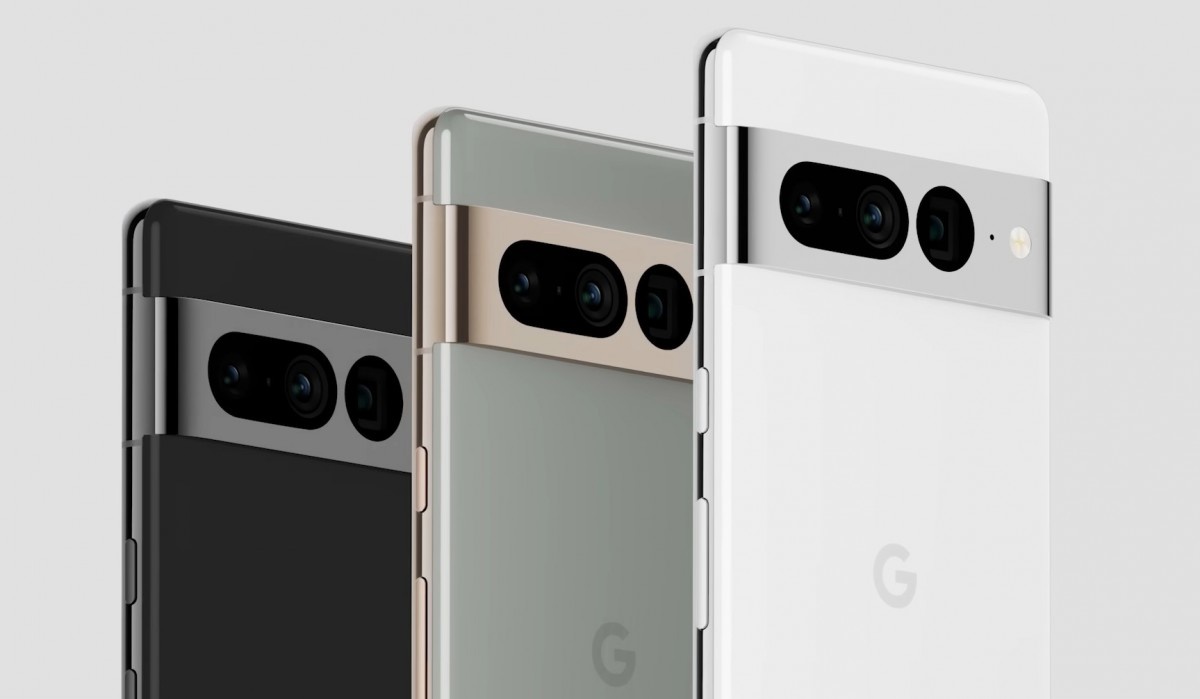 黑曜石、淡褐色和雪色的 Google Pixel 7 Pro