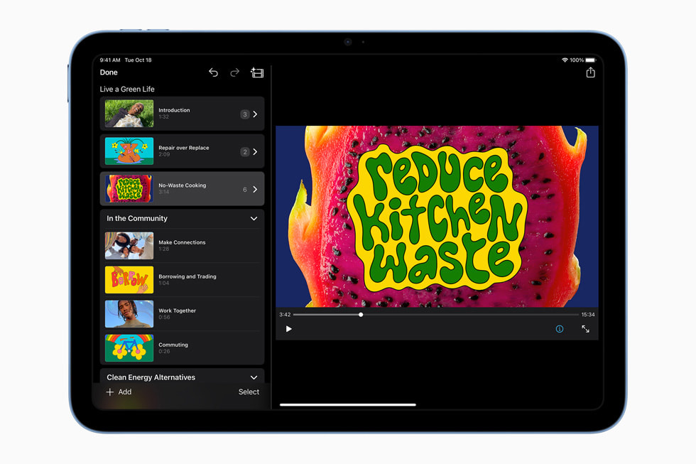 在新款 iPad 上使用 iMovie 进行剪辑。
