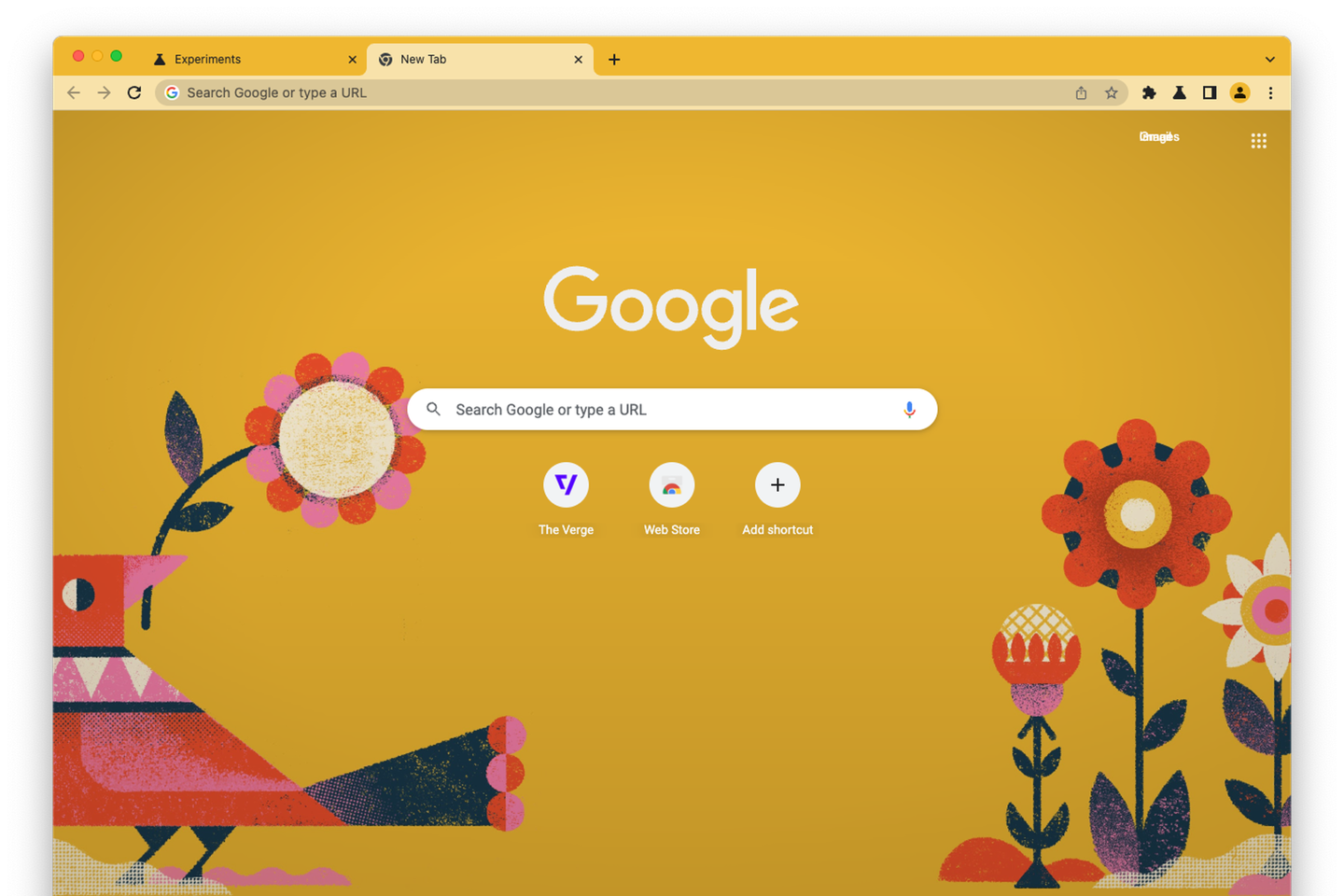 A screenshot of Google Chrome with a yellow color theme applied.
