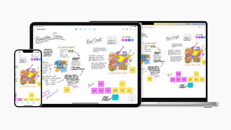 iPhone 14、iPad Pro、MacBook Pro 上的无边记。